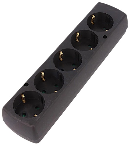 [151394] Stikdåse, Schuko, 5 udtag, uden kabel, sort