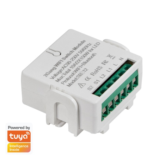 [151713] Wi-Fi smart 2-kanals switch module, TOYA-kompatibel