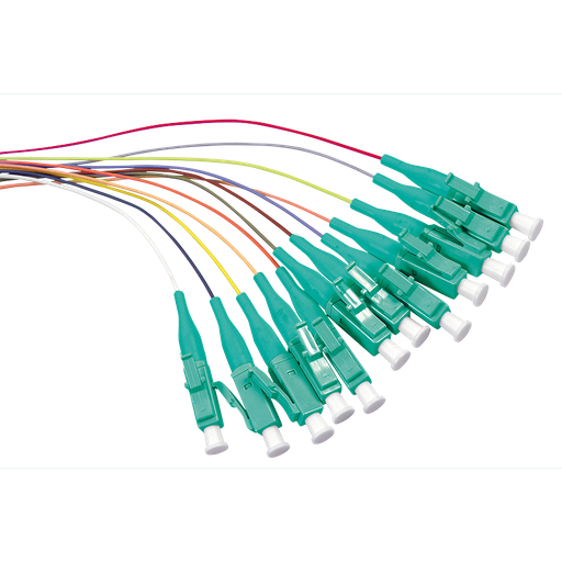 [152284] Fibre Pigtail Set 12 x LC OM3 2m, colored, aqua connector