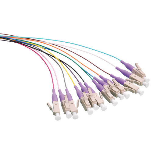 [152285] Fibre Pigtail Set 12 x LC OM4 2m, colored, violet connector