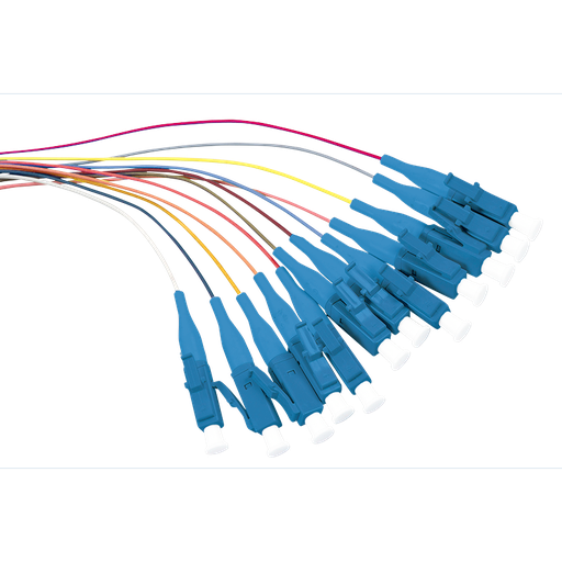 [152286] Fibre Pigtail Set 12 x LC OS2 2m, colored, blue connector