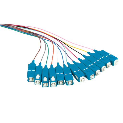 [152288] Fibre Pigtail Set 12 x SC OS2 2m, colored, blue connector