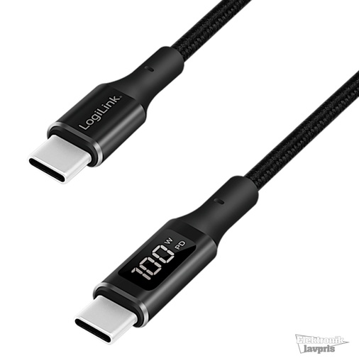 [152359] USB-C kabel med display, 2.0, hurtig opladning