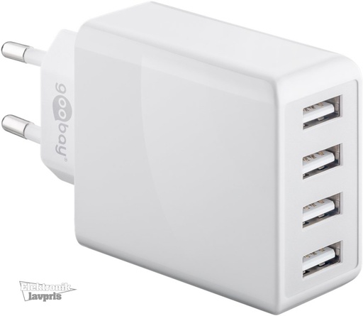 [152622] Mobiloplader, 4 udtag, 30W, hvid