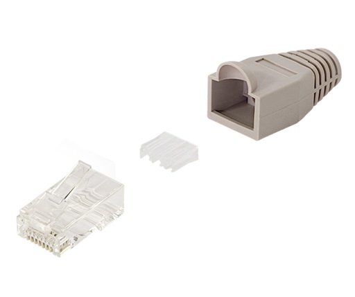 [152824] RJ45 modulstik Cat.6A UTP, med hætte og styreskinne, 100 stk