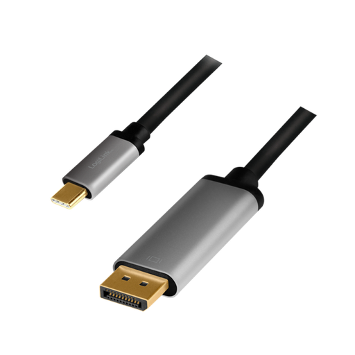 [153543] USB Type-C cable, C/M to DP/M, 4K, alu, black/grey, 1.8 m