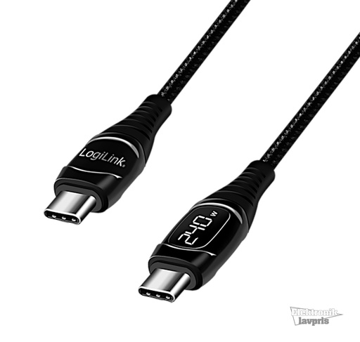 [153546] USB-C 2.0 kabel, C/M > USB-C/M, E-mark, display, 2m, sort