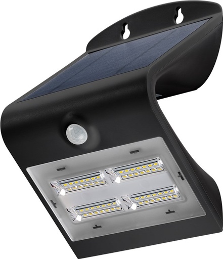 [153734] LED-solcelle-væglampe 4000K/3000K med bevægelsessensor, 3,2 W Sort