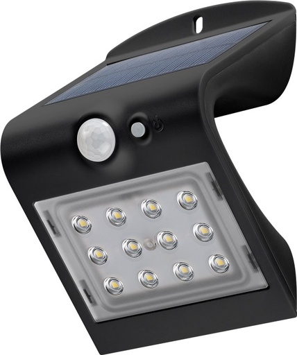 [153736] LED-solcelle-væglampe 4000K med bevægelsessensor, 1,5 W Sort