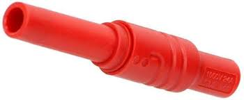 [153916] Bananbøsning Safety 4mm., hun, rød