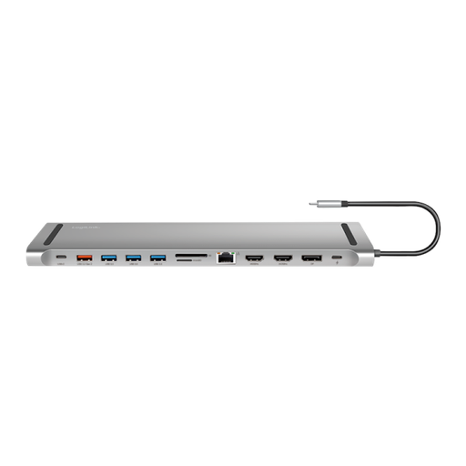 [154214] USB 3.2 Gen2 dockingstation, USB-C, 12 porte, PD, sølv