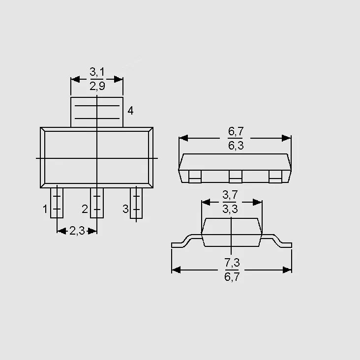 [77622] PNP 45V 3A 3W B:85-475 SOT223
