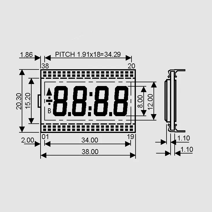 [79774] LCD-Display 4Dig + Annunc. 8,0mm