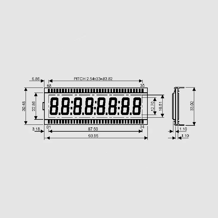 [79779] LCD-Display 8Dig 12,7mm