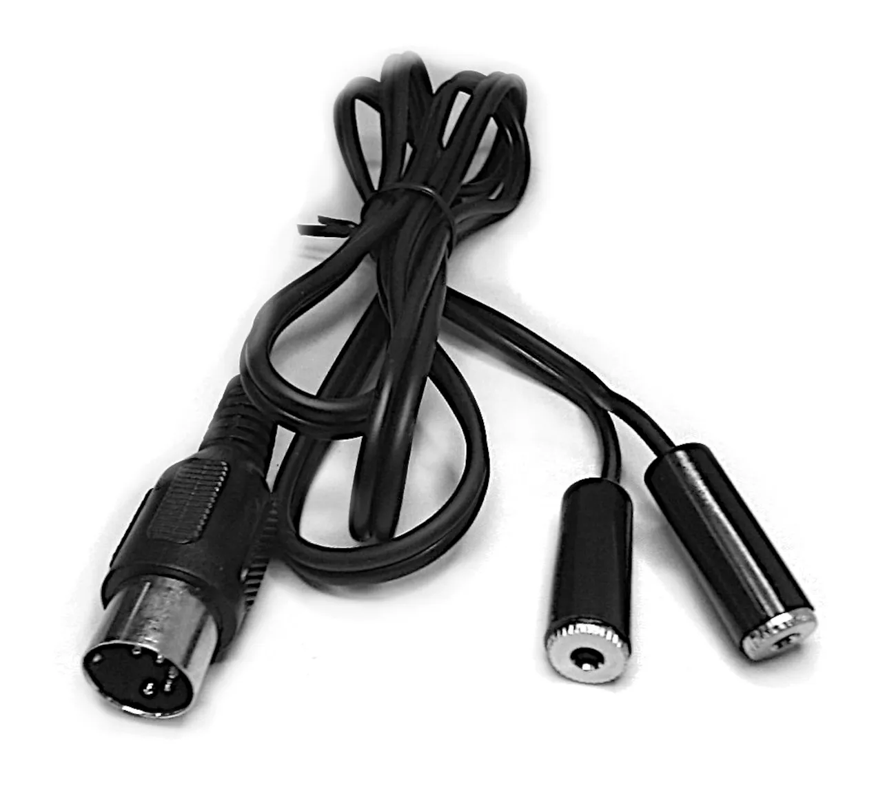 [95541] Kabel, DIN 5-pol han 180° til 2 x 3,5mm jack hun mono, 1,2m
