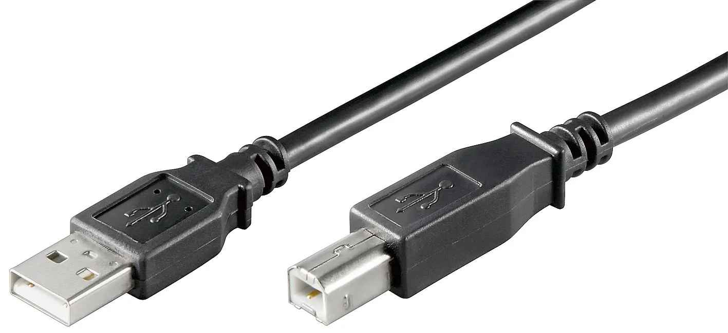 [95863] USB 2.0 kabel, A til B, 3,0 meter Sort