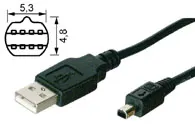 [95887] USB Nikon Coolpix 1 kabel, A han -> mini han, 1,8 meter