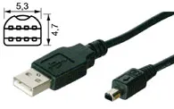 [95888] USB Nikon Coolpix 2 kabel, A han -> mini han, 1,8 meter
