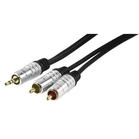 [96040] HQ minijack stereo han - 2 x phono han, 5m
