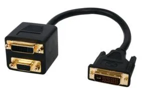 [96832] Kabel splitter DVI-I -> DVI-I + VGA, guldbelagt