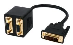 [96833] Kabel splitter DVI-I -> 2x VGA, guldbelagt