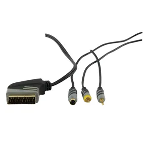[96869] PC-TV kabel - 3.5mm han + S-VHS + RCA -> Scart, kabel, 2,5 meter
