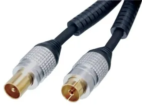 [96889] HQ antennekabel, Coax han <-> Coax hun, sort, 5m.