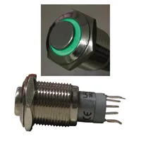 [97487] Trykafbryder/omskifter 16mm med grøn ringlys