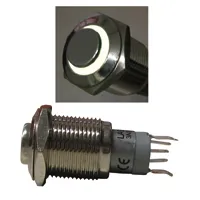 [97490] Trykafbryder/omskifter 16mm. med hvid ringlys