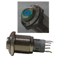 [97531] Tryktast Metal 16 mm 1 x NC + 1 x NO Blå punktlys