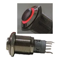 [97533] Tryktast Metal 16 mm 1 x NC + 1 x NO Rød ringlys