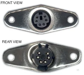 [111246] Mini-Din 6 pol hun chassis m. flange