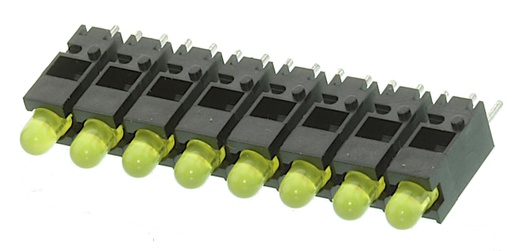 [112101] MENTOR PCB LED-række vertikal, 8 dioder GUL, 3mm