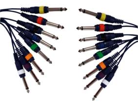 [112511] HQ INSTRUMENTCABLE 8 MONO JACK > 8 MONO JACK 6.00 m