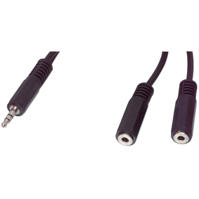 [114057] 3,5mm. Stereo Han - 2 x 3,5mm. Stereo Hun Adapterkabel 5m.