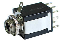 [114090] 6.35mm stereo chassis socket med afbryder