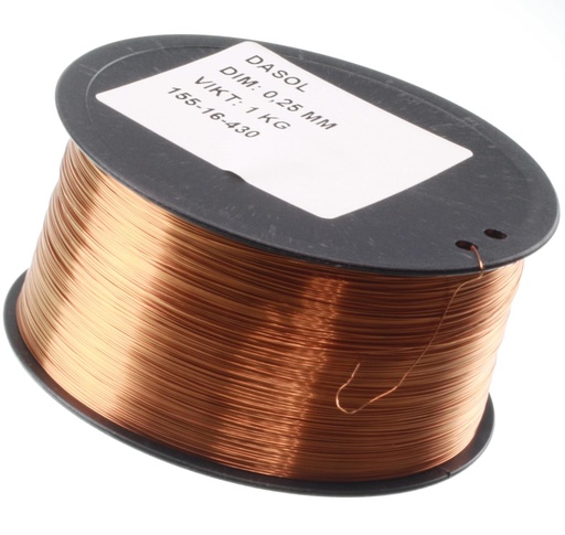 [114552] Kobbertråd, lakeret, 0,25mm, 1000g