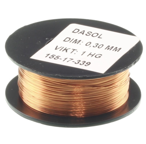 [115178] Kobbertråd, lakeret, 0,30mm, 100g