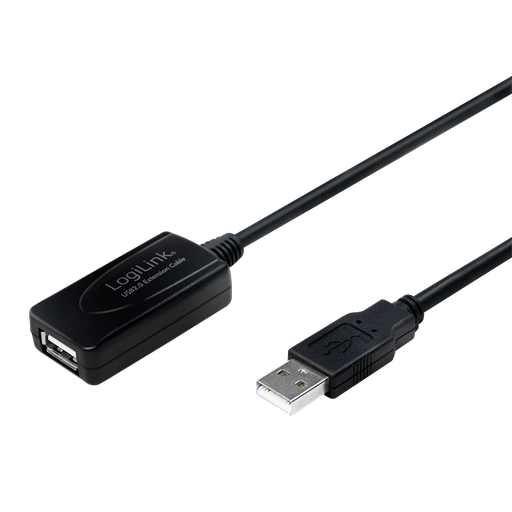 [116082] USB 2.0 cable, USB-A/M to USB-A/F, amplifier, black, 10 m