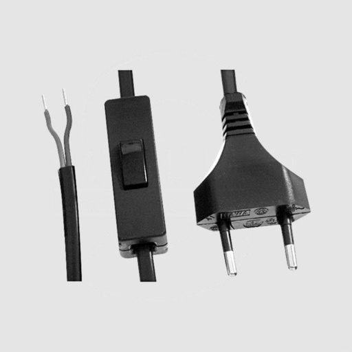 [87366] Euro Power Cable, Switch 1,5m Black