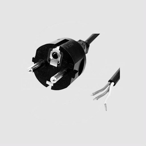 [87380] Schuko Netledning 3x0,75mm. 2m. Black RUBBER/GUMMI