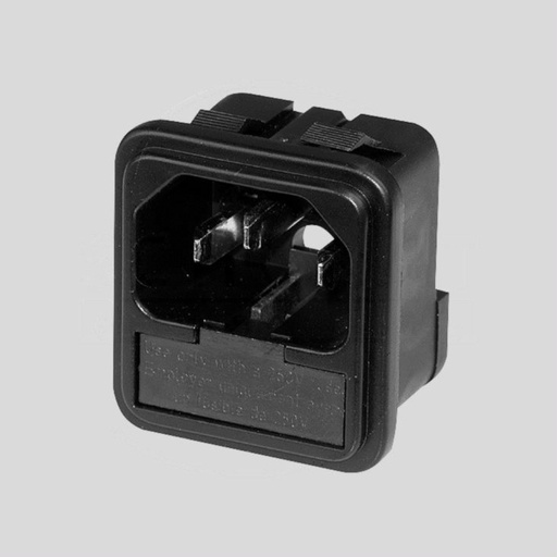 [87821] IEC C14 Power Connector Fuseholder, Snap-in