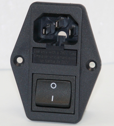 [87826] IEC C14 Power Connector Switch, Sikring både i fase og nul
