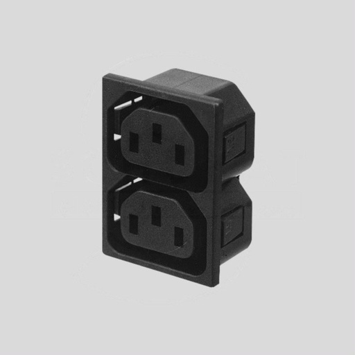 [87830] IEC C13 Combi, 2xJack, Snap-In