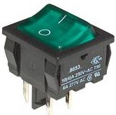 [88429] Vippeafbryder 2xONOFF 10A med GRØN lys mrkt: o-