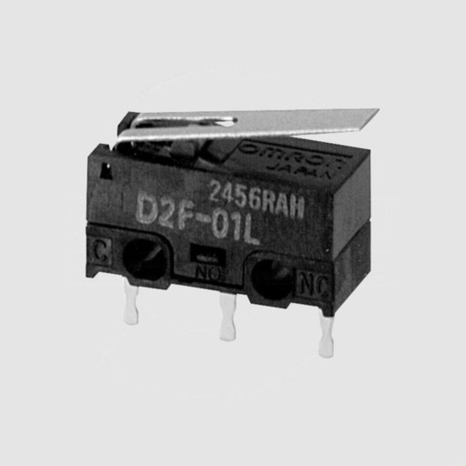 [88609] Microswitch 12,8x6x5,8mm. Lever 125V 3A 150Gf D2F223