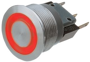 [103727] Metal Switch SPDT 250V 3A Red Ring Momentan MSM22SR-RT