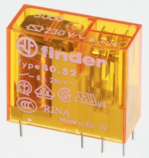 [103903] Finder Relæ 230VAC/28K/DPDT/2xSkifte/8A-250VAC