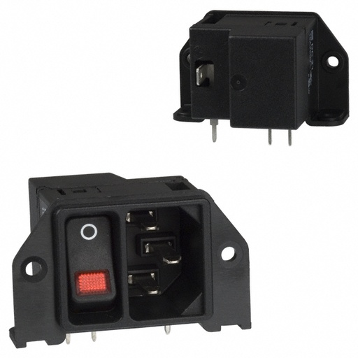 [104358] IEC C14 Plug Switch med RØD lys i switch