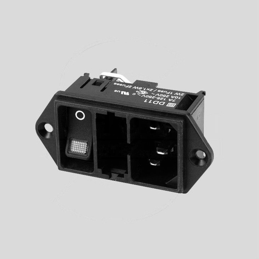 [104370] IEC C14 Power Connector Switch med RØD lys 2xFuse